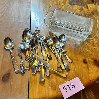 Glass dish with flatware