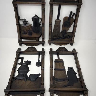 Four Vintage Homco Americana Wall Plaques