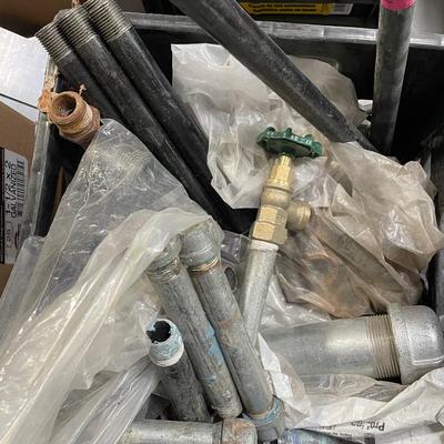 Crate of various galvanized end pipes/connectors/clamps - Scrap Metal even & a Crate