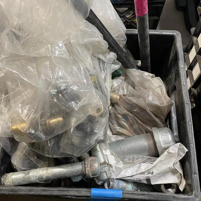 Crate of various galvanized end pipes/connectors/clamps - Scrap Metal even & a Crate