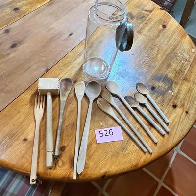 Antique jar w/ wooden utensils