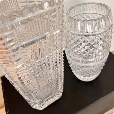 2 Heavy Cut Crystal Vases