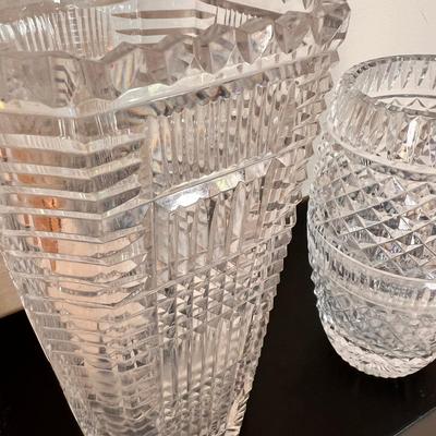 2 Heavy Cut Crystal Vases