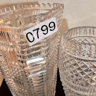 2 Heavy Cut Crystal Vases