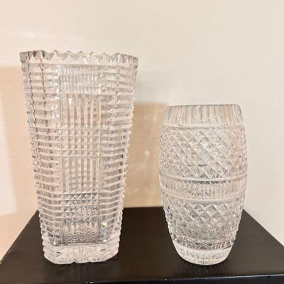 2 Heavy Cut Crystal Vases