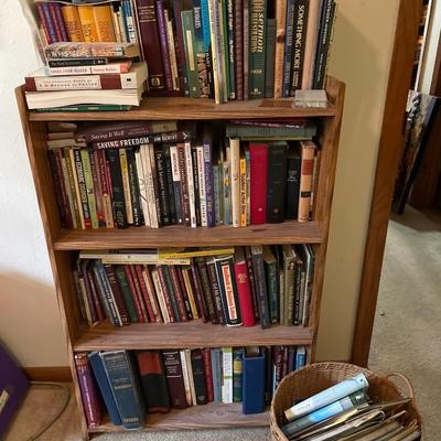 Books and book shelf & basket
