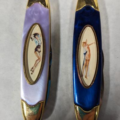 Double Blade Franklin Mint Varga Girl Pocket Knife March 1941/October 1947