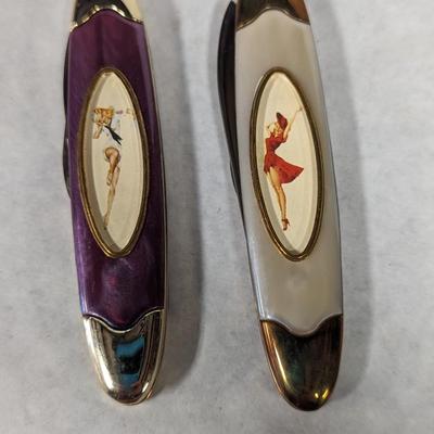 Double Blade Franklin Mint Varga Girl Pocket Knife April 1945/September 1941