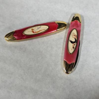 Double Blade Franklin Mint Varga Girl Pocket Knife December 1943/May 1945