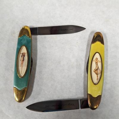 Double Blade Franklin Mint Varga Girl Pocket Knife October 1940/November 1940