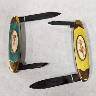 Double Blade Franklin Mint Varga Girl Pocket Knife October 1940/November 1940