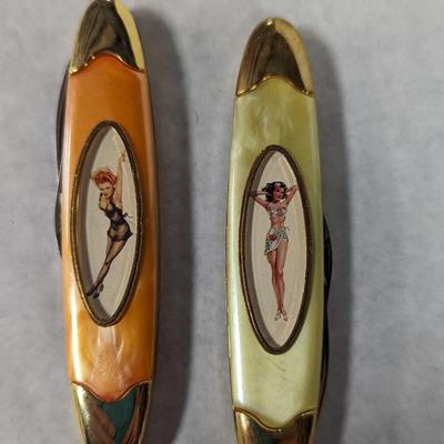 Double Blade Franklin Mint Varga Girl Pocket Knife October 1943/July 1945