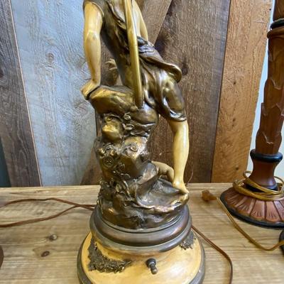 Ornate Gold Metal Base Lamp - No Shade