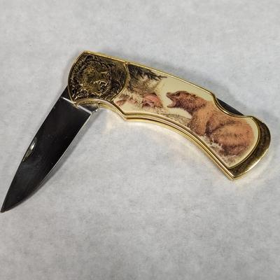Franklin Mint Bear/Fish Pocket Knife