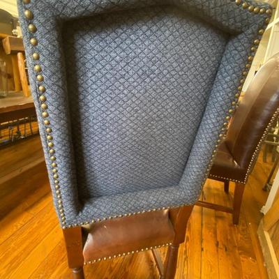 Fabric and Leather Upholstered Chair (Seat Damaged)
