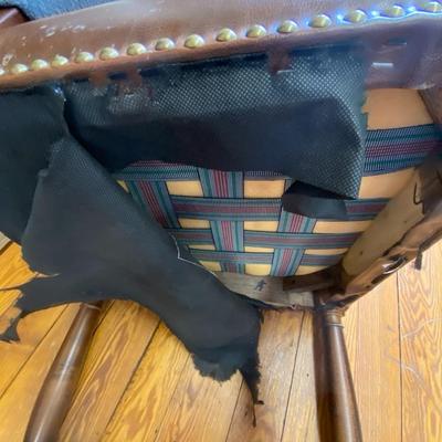 Fabric and Leather Upholstered Chair (Seat Damaged)