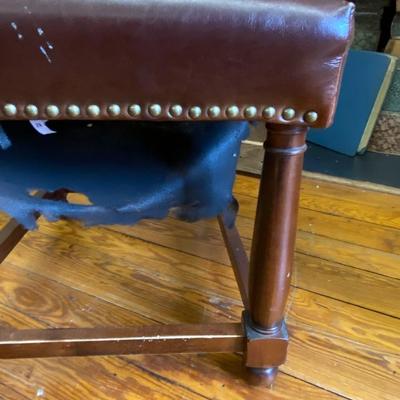 Fabric and Leather Upholstered Chair (Seat Damaged)