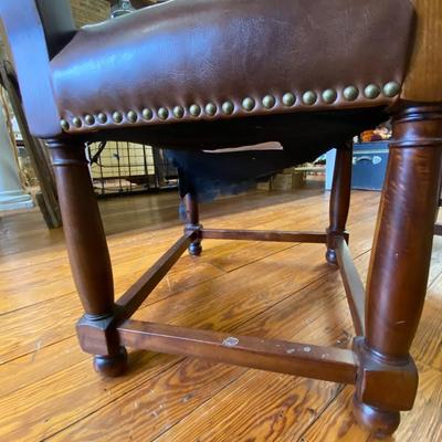 Fabric and Leather Upholstered Chair (Seat Damaged)
