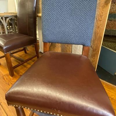 Fabric and Leather Upholstered Chair (Seat Damaged)