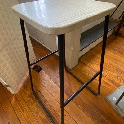 Square Wood and Metal Stool