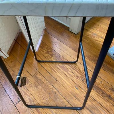 Square Wood and Metal Stool