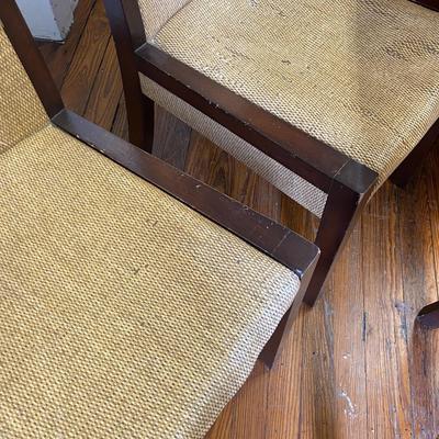 Set of Four Wicker and Dark Wood Chairs Lot