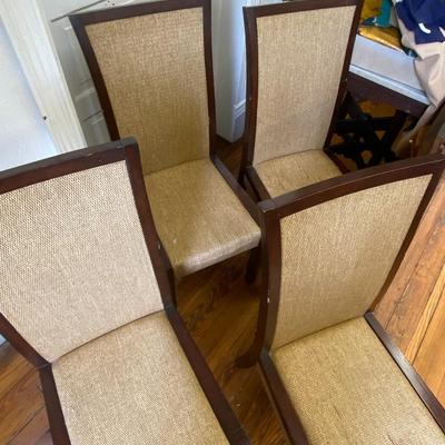 Set of Four Wicker and Dark Wood Chairs Lot