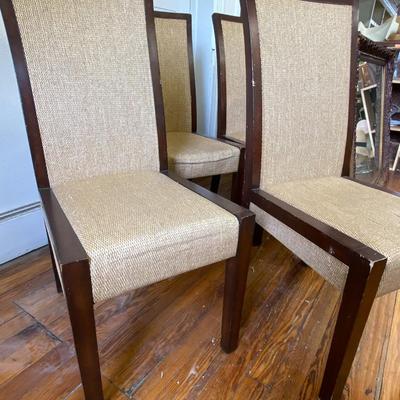 Set of Four Wicker and Dark Wood Chairs Lot