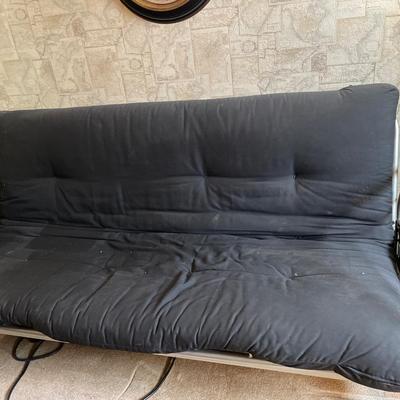 Black cover futon with metal frame
