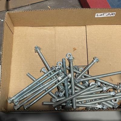 Flat of long new lag bolts & nuts