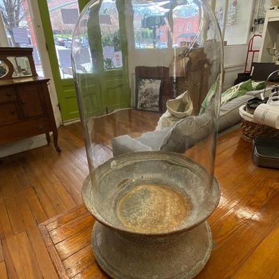 Large Glass Cloche with Metal Base