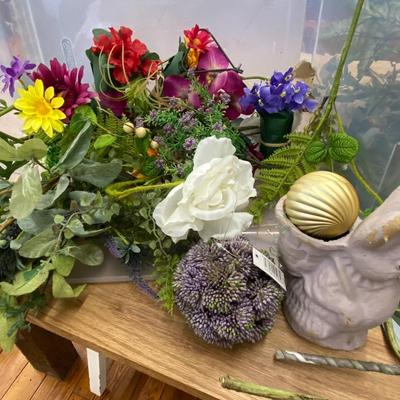 Faux Greenery and Plastic Flowers Lot Four