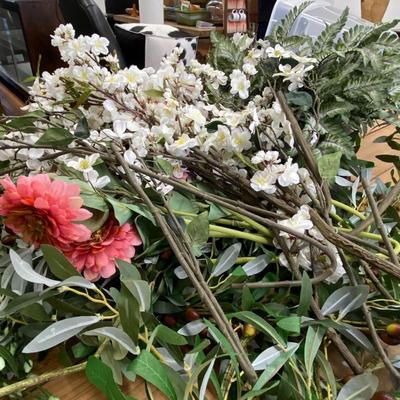 Faux Greenery and Plastic Flowers Lot Four