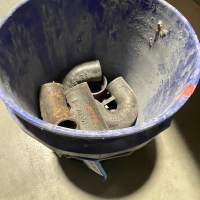 Bucket of Galvanized Pipe Pieces