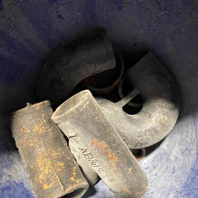 Bucket of Galvanized Pipe Pieces