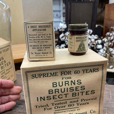 Set of Twelve Jars of Vintage Wizzard Ointment - Folk Medicine Lot Two