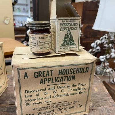 Set of Twelve Jars of Vintage Wizzard Ointment - Folk Medicine Lot Three