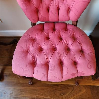 Pair Tufted Seat & Back Armless Chairs