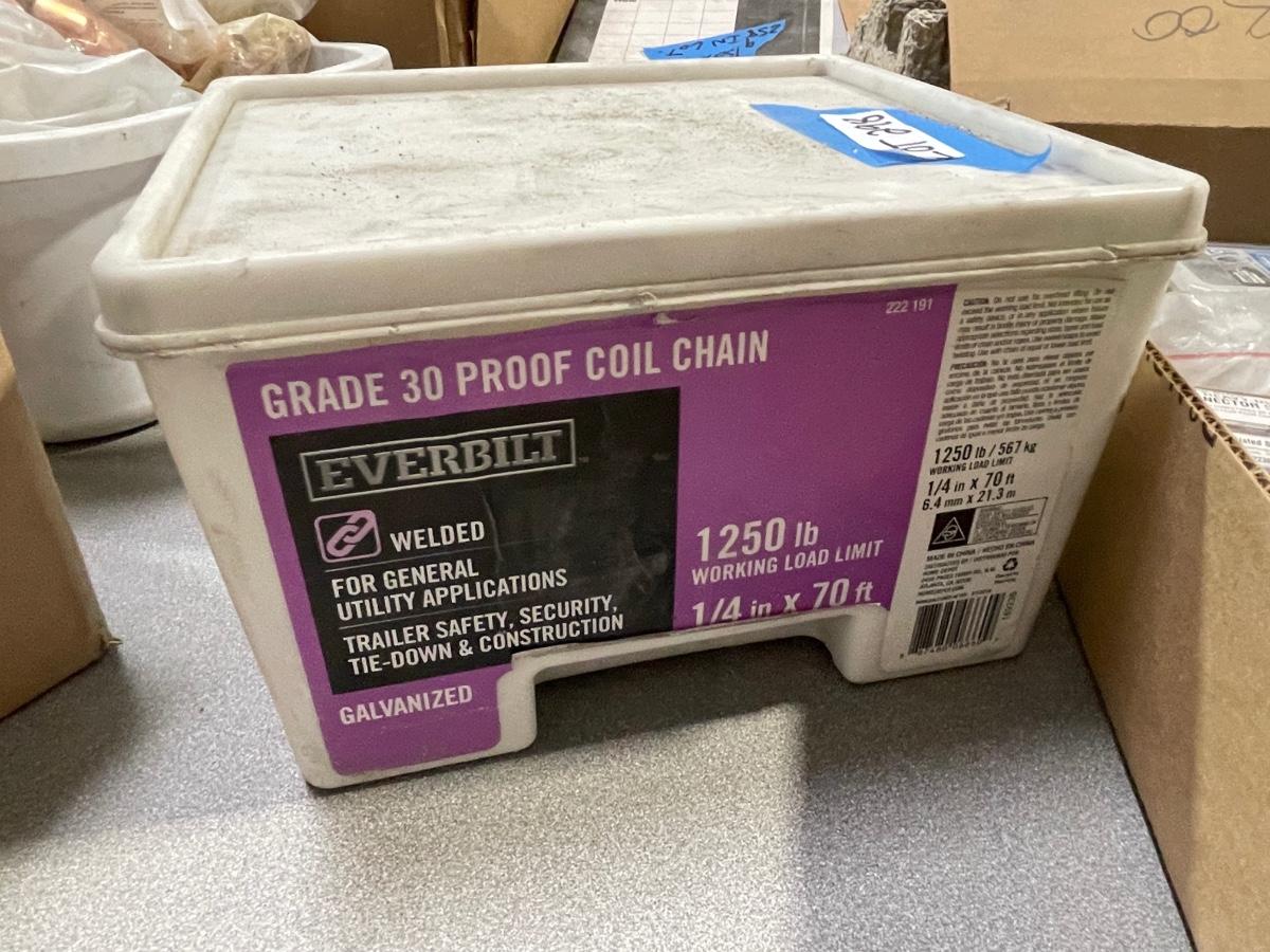 Chain by Everbilt Grade 30 Proof galvanized Coil Chain 1/4" x 70' Ft
