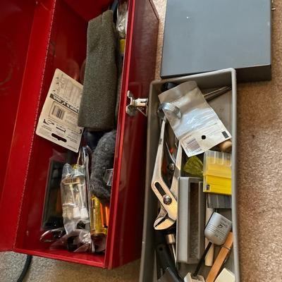 Red tool box and other metal box