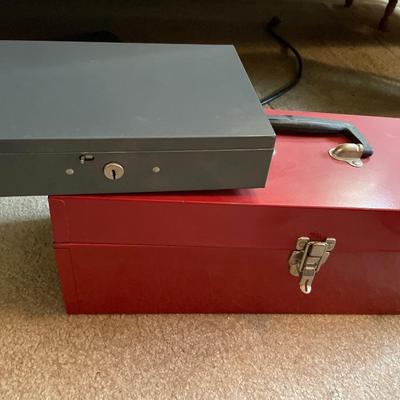 Red tool box and other metal box