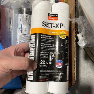 Gap & Crack Filler, Set-XP Epoxy & Box of Spray Adhesives & Epoxys - lots in this box