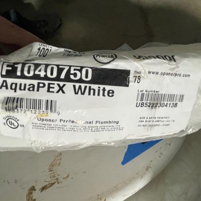 5 rolls of Aquapux White Hose - various sizes maybe 1" diameter