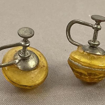 Vintage Amber Glass Beads Bracelet and Earrings