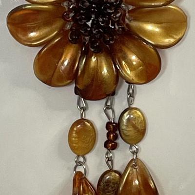 Vintage Amber Floral Necklace