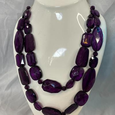 Large Purple Beaded Chunky Necklace