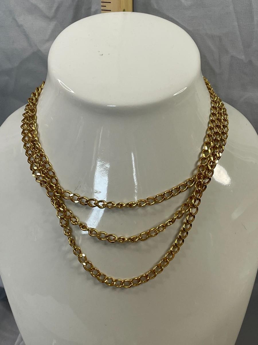 Vintage Monet Gold Plated Double Link Chain Statement Necklace. up to 21 -  Etsy