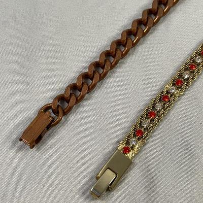 Copper Bracelet and Rhinestone Bracelet