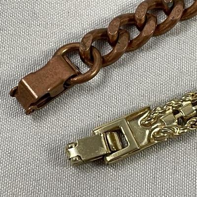 Copper Bracelet and Rhinestone Bracelet