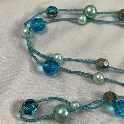 Blue Glass Beaded Necklace
